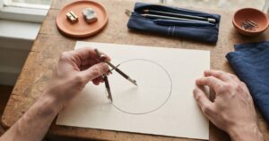 俯瞰構図・左手でコンパス